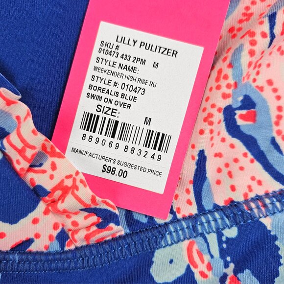 Lilly Pulitzer Weekend High-Rise Ruffle Shorts Borealis Blue Swim On Over - Picture 8 of 8